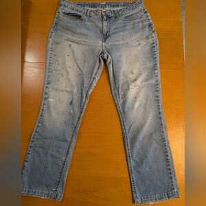 Lee Riders Midrise Straight Jeans Size 36x28 Grunge Paint Work Jeans